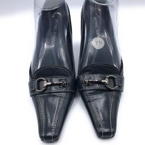 Michael Shannon Aron Black Leather Pumps Loafers Shoes Size 7.5